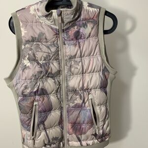 SPANNER Floral Puffer Vest in Purple and Gray